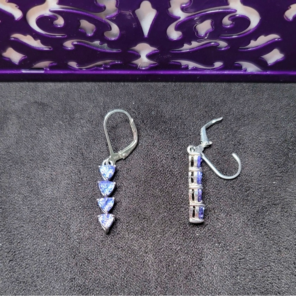Real tanzanite and sterling silver trillions stacked